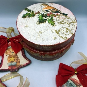 Σετ 6 χριστουγεννιάτικες ξύλινες καμπάνες με θέμα γάτες στο κουτί τους - ξύλο, στολίδια - 2