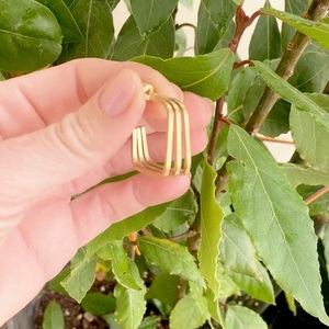 Ατσάλινα σκουλαρίκια - τριπλοί τετραγωνισμένοι κρίκοι - ατσάλι - 3