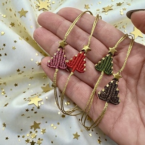 Μακραμέ χριστουγεννιάτικο δεντράκι βραχιόλι, πράσινο - νήμα, μακραμέ, μαμά, κοσμήματα, δέντρο - 3