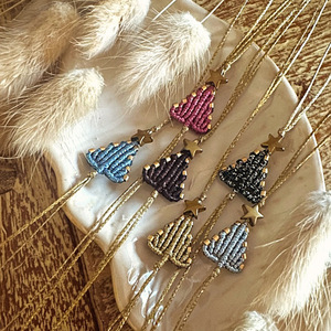 Μακραμέ χριστουγεννιάτικο δεντράκι βραχιόλι, πράσινο - νήμα, μακραμέ, μαμά, κοσμήματα, δέντρο - 4