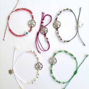 Macrame βραχιόλι γούρι 2026 απο πράσινη μεταλιζέ κλωστή - χάντρες, χεριού, αυξομειούμενα, γούρια - 2