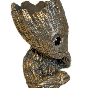 Groot - φιγούρα Χαρακτήρας σε γλαστράκι από τσιμέντο, χρυσές λεπτομέρειες , 10cm ύψος - τσιμέντο, μινιατούρες φιγούρες - 3