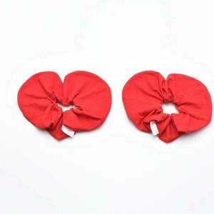 Scrunchie καρδιά κόκκινο - ύφασμα, καρδιά, λαστιχάκια μαλλιών - 2