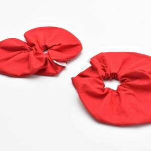 Scrunchie καρδιά κόκκινο - ύφασμα, καρδιά, λαστιχάκια μαλλιών - 4