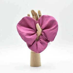 Scrunchie καρδιά μωβ - ύφασμα, καρδιά, λαστιχάκια μαλλιών