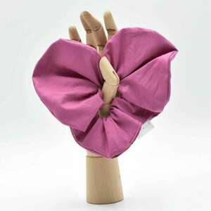 Scrunchie καρδιά μωβ - ύφασμα, καρδιά, λαστιχάκια μαλλιών - 2