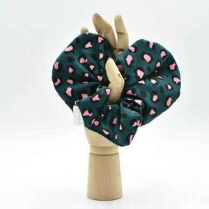 Scrunchie καρδιά λεοπάρ - ύφασμα, καρδιά, λαστιχάκια μαλλιών