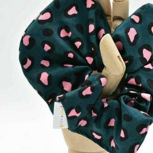 Scrunchie καρδιά λεοπάρ - ύφασμα, καρδιά, λαστιχάκια μαλλιών - 2