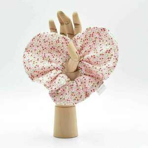 Scrunchie καρδιά φλοράλ - ύφασμα, καρδιά, λαστιχάκια μαλλιών