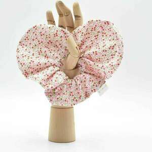 Scrunchie καρδιά φλοράλ - ύφασμα, καρδιά, λαστιχάκια μαλλιών - 2