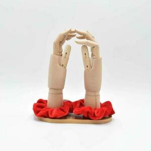 Scrunchie βελουτέ κόκκινο - ύφασμα, βελούδο, λαστιχάκια μαλλιών - 2