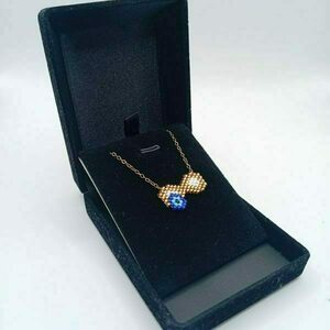 Χειροποίητο Miyuki κολιέ με άπειρο & μπλε μάτι - επιχρυσωμένα, άπειρο, μάτι, ατσάλι, φθηνά - 3