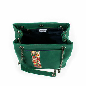 Υφασμάτινη τσάντα ώμου σε πράσινο χρώμα - ύφασμα, ώμου, μεγάλες, all day - 3