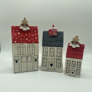 Σετ 3 φωτιζόμενων σπιτιών LED - ύφασμα, σπίτι, διακοσμητικά - 2