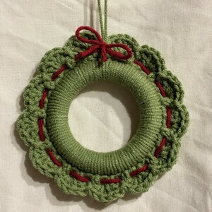Χειροποίητο Πλεκτό Στεφανάκι- Απλό - βαμβάκι, νήμα, πρώτα Χριστούγεννα, γούρια